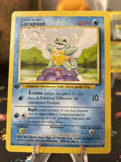 1st Edition French Squirtle (Carapuce) 63/102 Base Set 1999 Pokemon Near Mint - Image 1