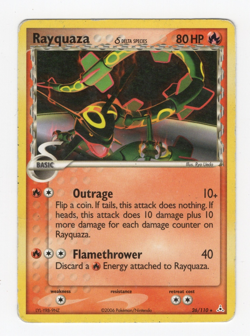 2006 Pokemon Rayquaza 26/110 Delta Species Non Holo (Heavily Played see pics) - Image 1