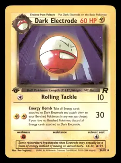 Dark Electrode 34/82 1st Edition Team Rocket 2000 Pokemon WotC - Image 1