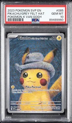 2023 POKEMON SVP EN-SV BLACK STAR PROMO #085 PIKACHU WITH GREY FELT HAT PSA 10 - Image 1
