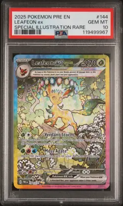 2025 POKEMON PRE EN-PRISMATIC EVOLUTIONS #144 LEAFEON EX PSA 10 - Image 1