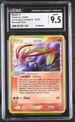 CGC 9.5 Milotic EX Dragon Frontiers 5/101 Reverse Holo STAMPED Pokemon Card - Image 1