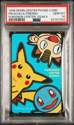 1998 POKEMON CENTER PHONE CARD MEOWTH/PIKACHU/SQUIRTLE PSA 10 - Image 1