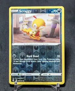 Scraggy Common Reverse Holo 2021 Pokemon TCG Evolving Skies Card 098/203 - Image 1