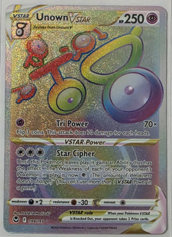 Pokemon TCG Unown VSTAR 199/195 Silver Tempest Rainbow Holo Secret Rare - Image 1