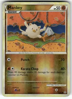 Mankey Unleashed Common,Reverse Holo Pokemon Lightly played - Image 1
