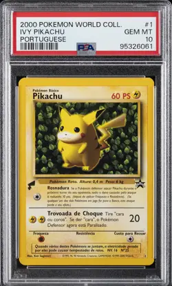 2000 POKEMON PIKACHU WORLD PORTUGUESE #1 IVY PIKACHU PSA 10 - Image 1
