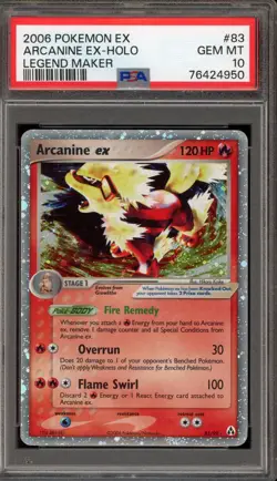 Pokemon Arcanine ex EX Legend Maker Ultra Rare #83 PSA 10 Gem Mint - Image 1