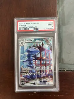Pokemon TCG Steelix Paradox Rift Holo Card 208/182 Illustration Rare PSA 9 Mint - Image 1