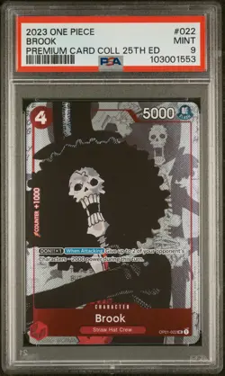 2023 ONE PIECE PREM BANDAI PREMIUM CARD COLL 25TH ED #022 BROOK PSA 9 - Image 1