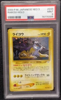 2000 P.M Japanese Neo 3 Raikou #243 Holo Card _ WOTC _ PSA 9 - Image 3