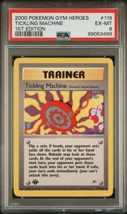 TCG 2000 Pokemon GYM HEROES Trainer 1ST Edition Card TICKLING MACHINE 119 PSA 6 - Image 1