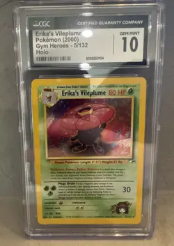 CGC 10 GEM MINT Erika's Vileplume 2000 Gym Heroes 5/132 Holo Pokemon Card NICE - Image 1