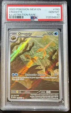 PSA 10 GEM MINT Omanyte 180/165 151 Illustration Rare Holo Pokemon Card - Image 1