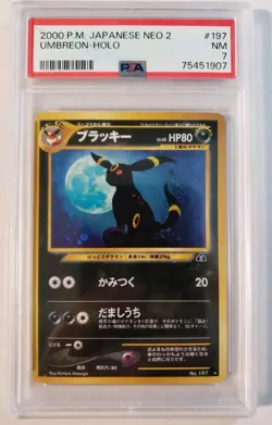 2000 Umbreon Holo 197 Neo 2 Destiny Pokemon Japanese Card TCG Near Mint PSA 7 - Image 1