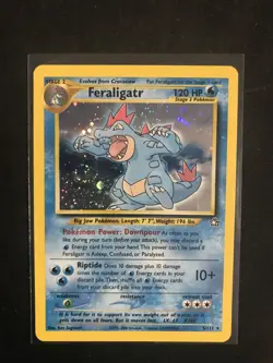 Feraligatr Holo Rare 5/111 Neo Genesis Pokemon Card - LP - WOTC Era SWIRL - Image 1