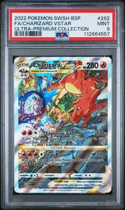 2022 POKEMON SWSH BLACK STAR PROMO #262 FULL ART/CHARIZARD VSTAR PSA 9 - Image 1