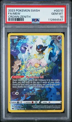 2023 POKEMON SWORD & SHIELD CROWN ZENITH #GG10 FULL ART/MEW PSA 10 - Image 1