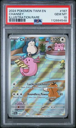 2024 POKEMON TWM EN-TWILIGHT MASQUERADE ILLUSTRATION RARE #187 CHANSEY PSA 10 - Image 1