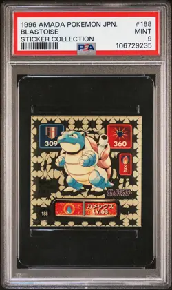 1996 AMADA POKEMON JPN STICKER COLLECTION #188 BLASTOISE PSA 9 - Image 1