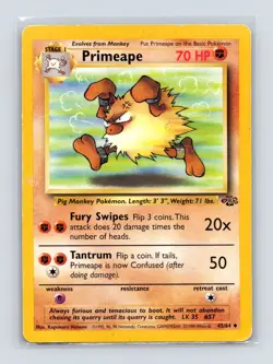 Pokemon TCG Primeape 43/64 Jungle Unlimited HP - Image 1