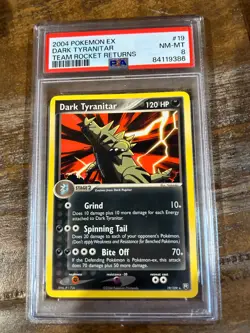 POKEMON 2004 EX Team Rocket Returns DARK TYRANITAR #19 PSA 8 RARE - Image 1