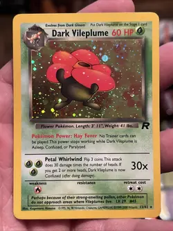 Pokemon Dark Vileplume TCG Holo Card Unlimited Rare Vintage 13/82 MP - Image 1