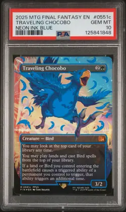PSA 10 Magic the Gathering Traveling Chocobo Neon Ink Blue 551cFinal Fantasy - Image 1