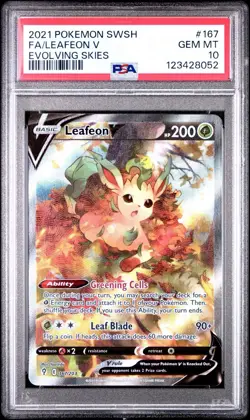 2021 POKEMON SWORD & SHIELD EVOLVING SKIES ALT ART LEAFEON V 167 PSA 10 - Image 1