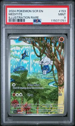 2024 POKEMON SCR EN-STELLAR CROWN ILLUSTRATION RARE #153 MEDITITE PSA 9 - Image 1