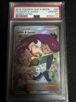 2019 Pokemon Sun Moon Hidden Fates Jessie & James Full Art #68/68 PSA 10 - Image 2