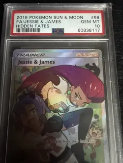 2019 Pokemon Sun Moon Hidden Fates Jessie & James Full Art #68/68 PSA 10 - Image 4