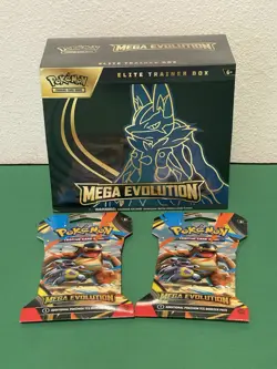 Pokemon Mega Evolution Lucario ETB Elite Trainer Box & 2 Sleeved Booster Packs - Image 1