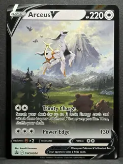 Pokemon TCG Arceus v SWSH204 Black Star Promo Card NM Condition - Image 1