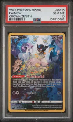 2023 POKEMON SWORD & SHIELD CROWN ZENITH #GG10 FULL ART/MEW PSA 10 - Image 1