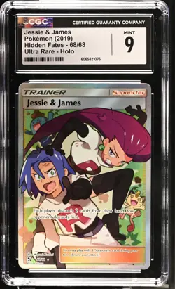 2019 Pokemon Jessie & James Full Art Ultra Rare 68/68 Hidden Fates Holo CGC 9 - Image 1