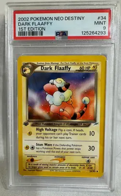 2002 Pokemon NEO DESTINY 1st edition DARK FLAAFY #34 PSA 9 - MINT - Image 1