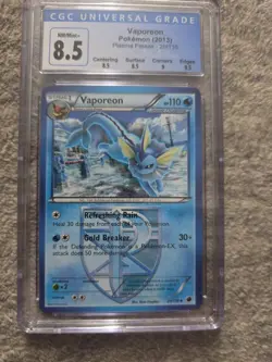 Pokemon TCG Vaporeon Plasma Freeze 20/116 Regular Uncommon CGC 8.5 - Image 1