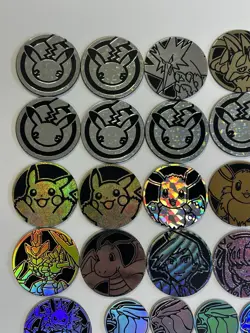 Pokemon TCG Official Lot of 43 Coins DUPLICATES Jumbo Regular Pikachu Eevee - Image 2