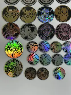 Pokemon TCG Official Lot of 43 Coins DUPLICATES Jumbo Regular Pikachu Eevee - Image 5