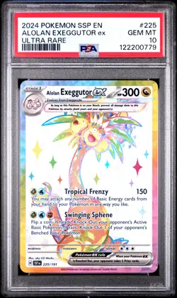 2024 POKEMON SSP EN-SURGING SPARKS ULTRA RARE #225 ALOLAN EXEGGUTOR EX PSA 10 - Image 1
