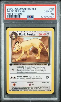2000 POKEMON ROCKET 1ST ED #42 DARK PERSIAN PSA 10 - Image 1