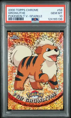 2000 TOPPS CHROME POKEMON T.V. SPARKLE #58 GROWLITHE PSA 10 - Image 1