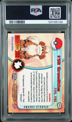 2000 TOPPS CHROME POKEMON T.V. SPARKLE #58 GROWLITHE PSA 10 - Image 2