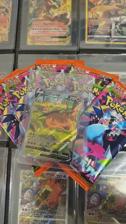 Pokemon TCG Charizard v SWSH260 & 5 Inferno X Factory Sealed Packs - Image 1