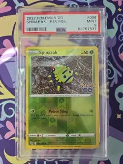 Pokemon TCG Pokemon GO Reverse Holo Spinarak 006 PSA 9 Mint - Image 1