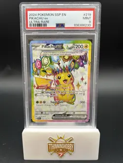 2024 Pokemon SSP EN Pikachu EX Ultra Rare PSA 9 MINT - Image 1