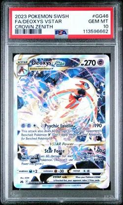 2023 POKEMON SWORD & SHIELD CROWN ZENITH #GG46 FULL ART/DEOXYS VSTAR PSA 10 - Image 1