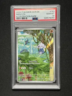PSA 10 Meditite 153/142 Stellar Crown Illustration Rare Pokemon TCG - Image 1