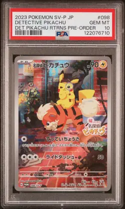 2023 POKEMON JAPANESE SV-P PROMO #098 DETECTIVE PIKACHU PSA 10 - Image 1
